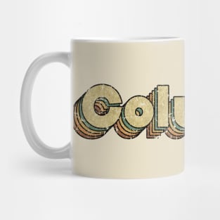 Columbia // Vintage Rainbow Typography Style // 70s Mug